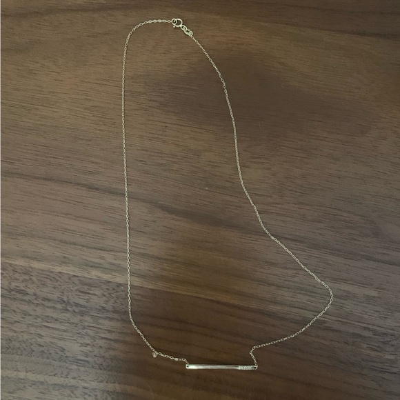 Aurate Gold Bar Necklace With Diamonds - Picture 9 of 12